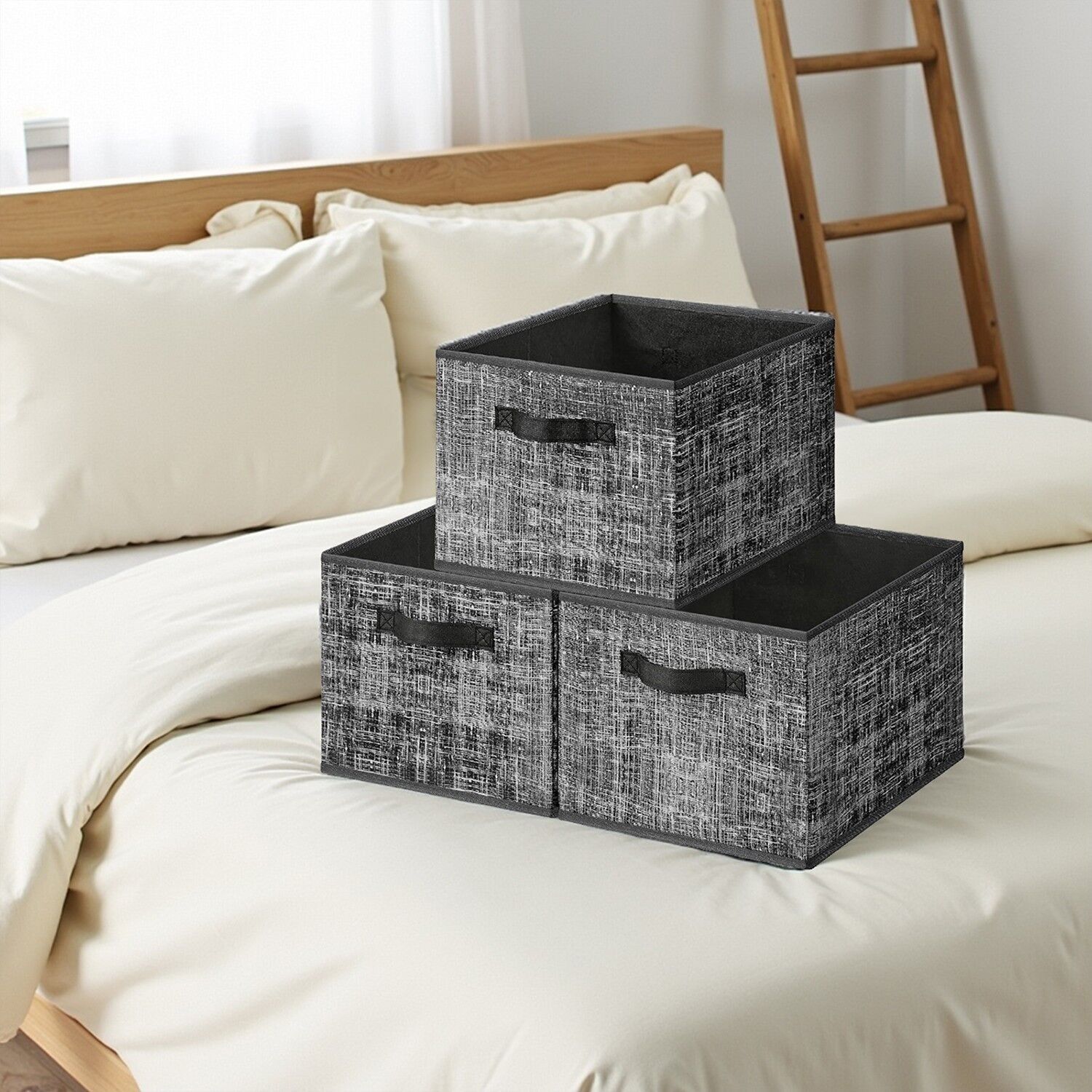 Set di 3 scatole portaoggetti 40 x 30 x 24 cm nero sfumato 1