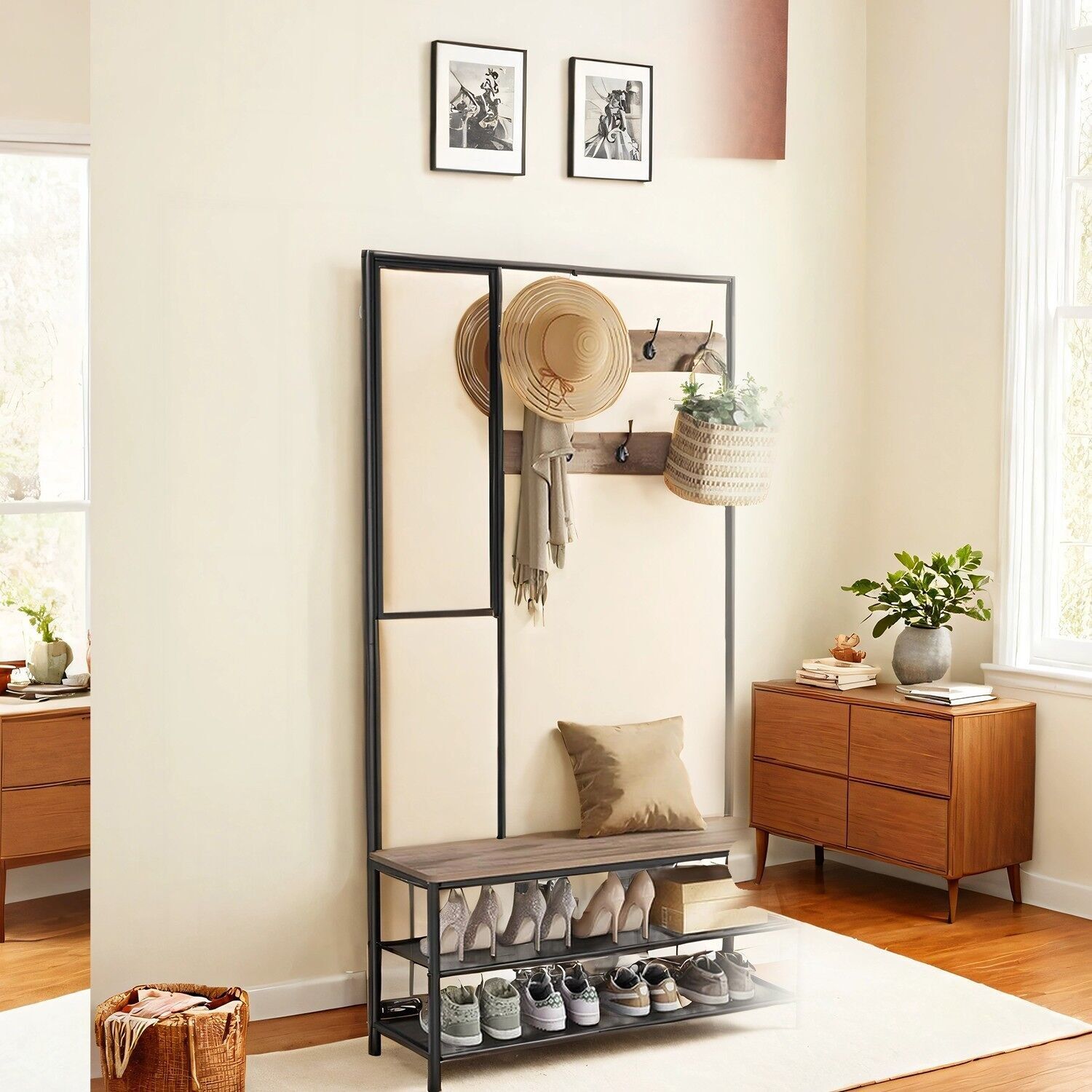 Lampadario con gancio e specchio, industriale, silenzioso - 35 x 98 x 180 cm, 1 pz.