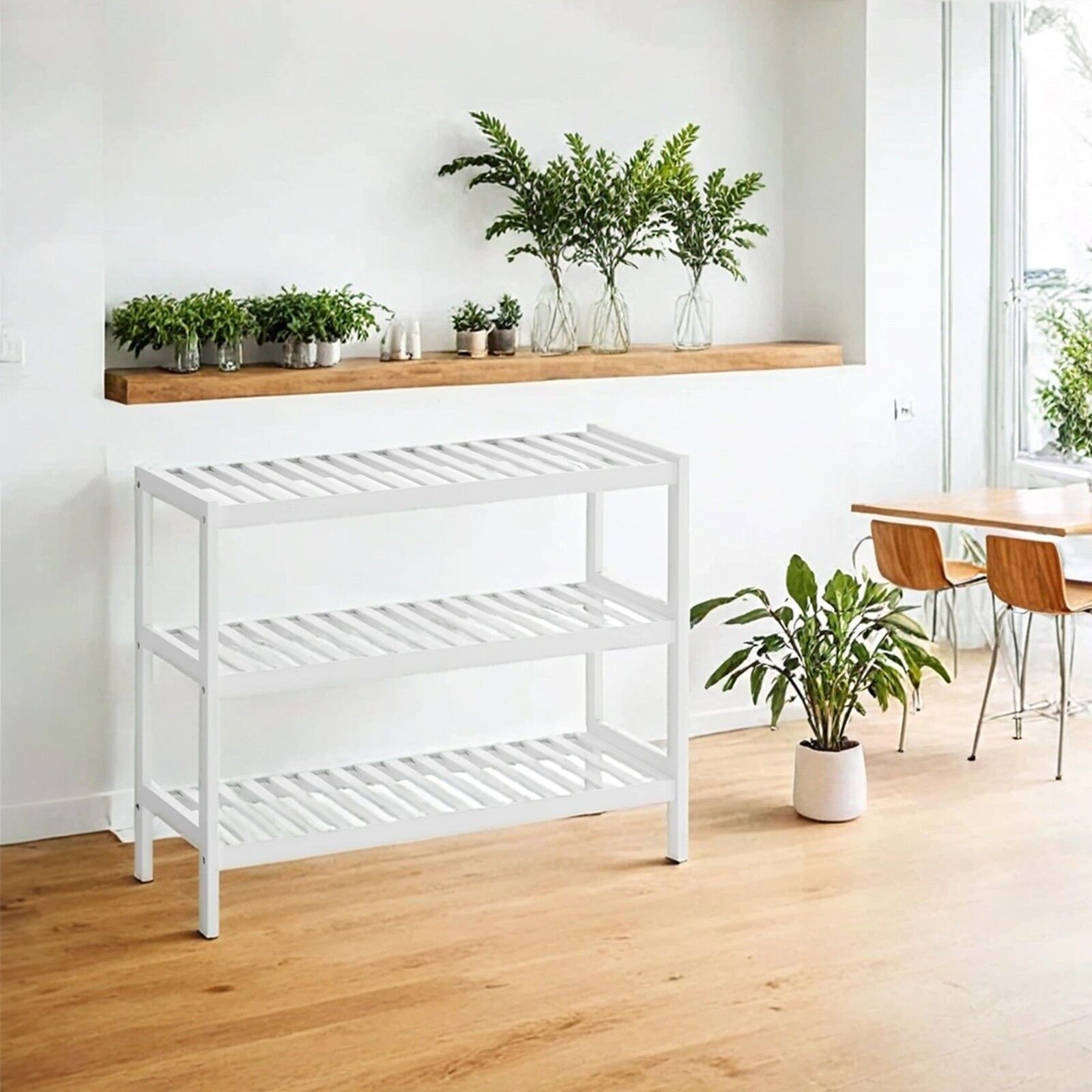 Scarpiera in bambù bianca - 70 x 55 x 26 cm 1