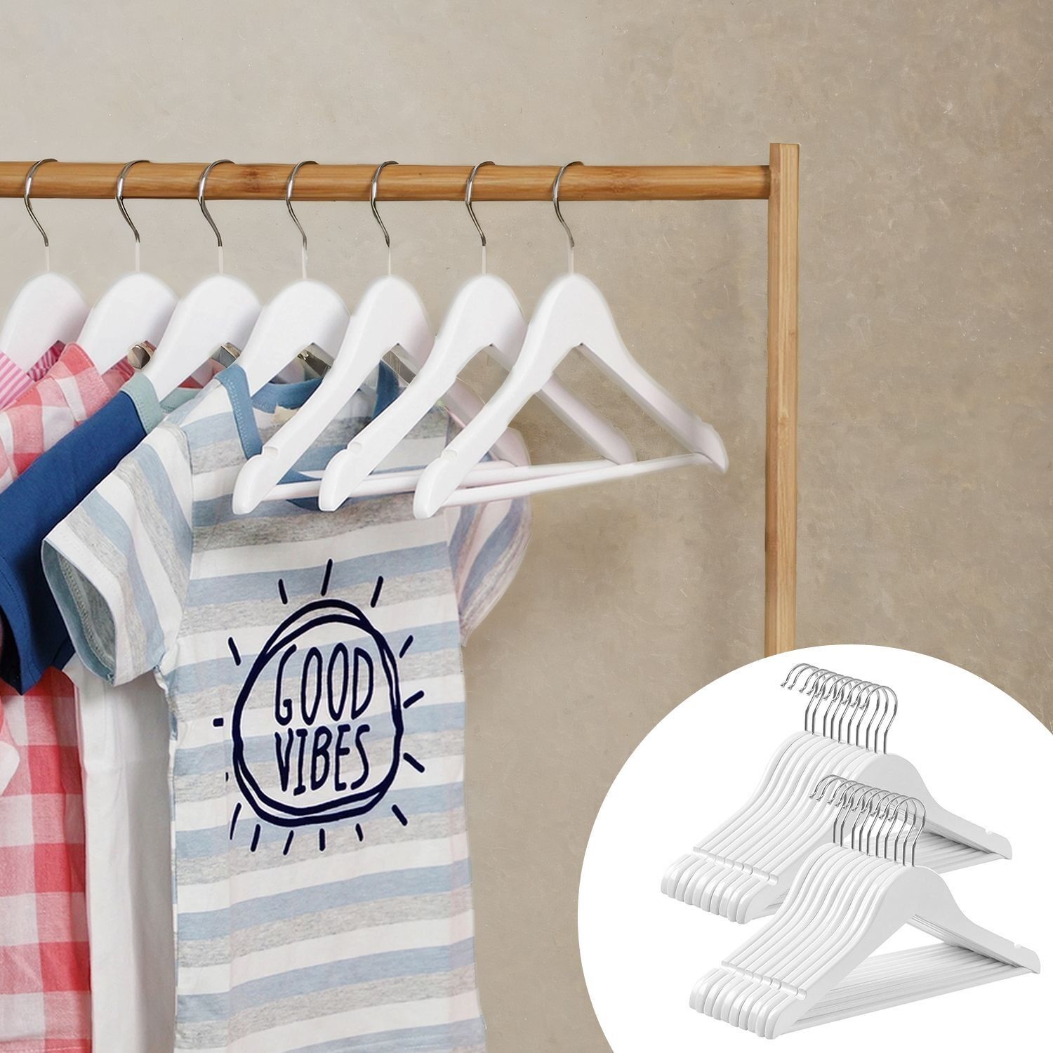 Grucce per bambini in legno d'acero, 20 pezzi, bianco - 35 cm 1