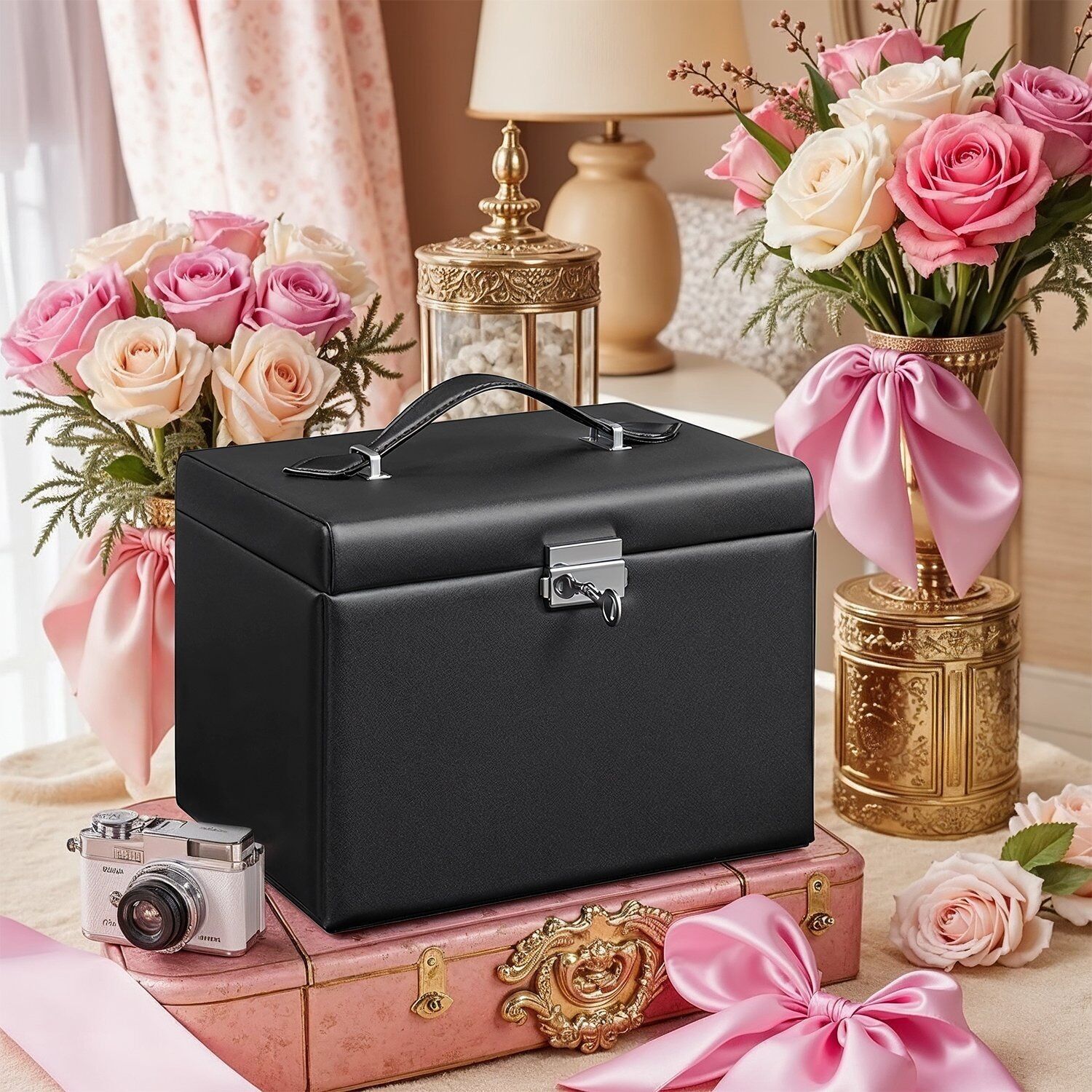 Portagioie con cassetti nero - 22,5 x 17,5 x 16,5 cm 1