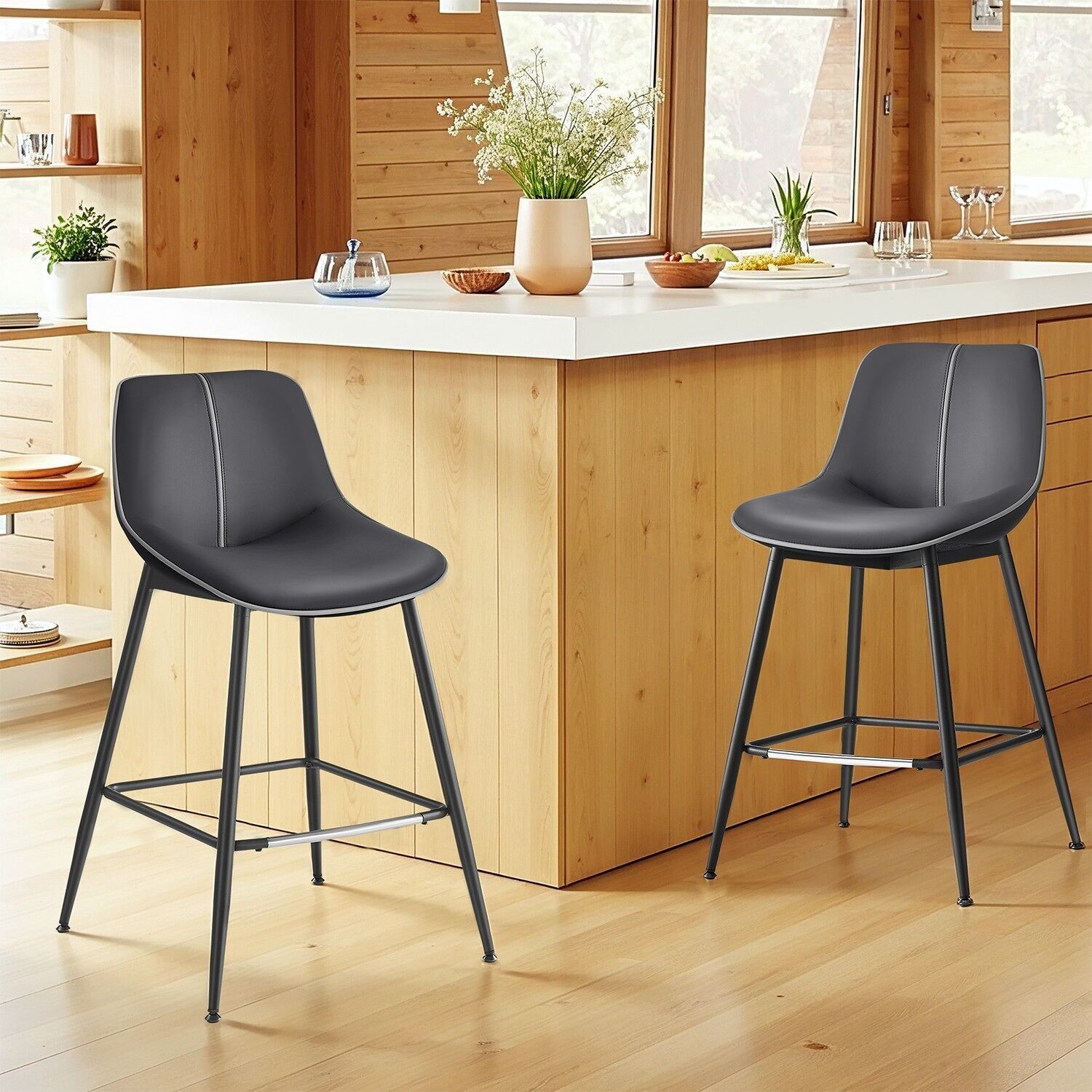 Set di 2 sgabelli da bar, altezza 62 cm, tinto nero 1