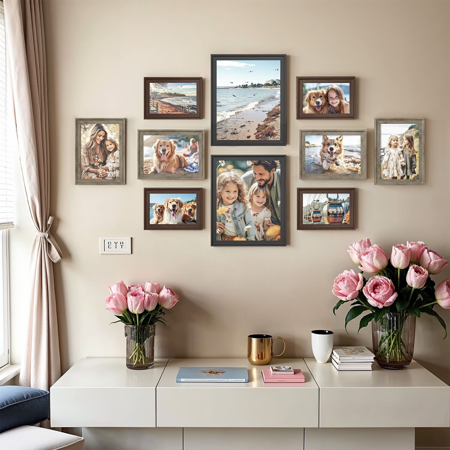 Set di 10 cornici con 12 ganci da parete senza scanalatura - 20 x 25 cm 1