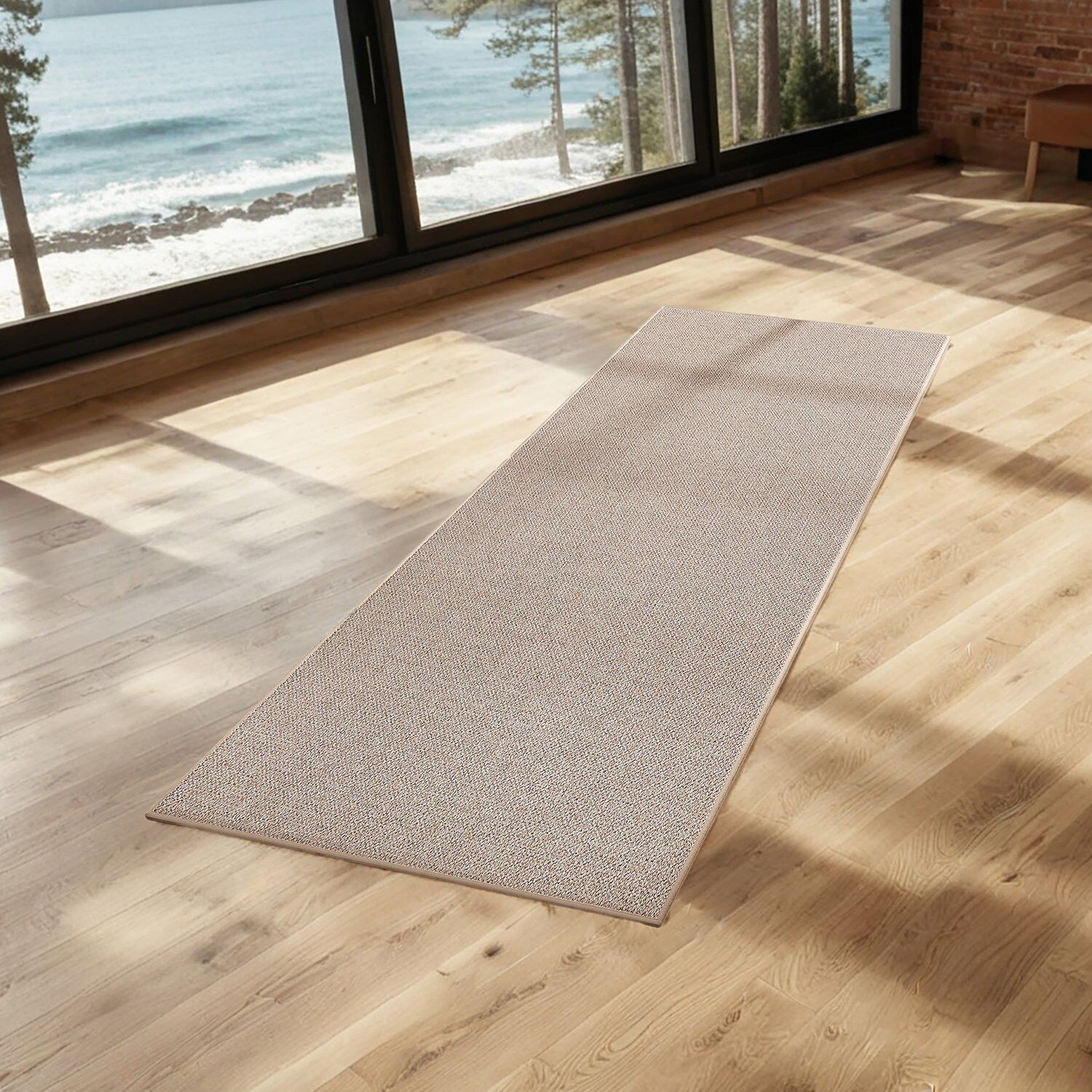 Tappeto effetto juta 80 x 200 cm color cammello 1