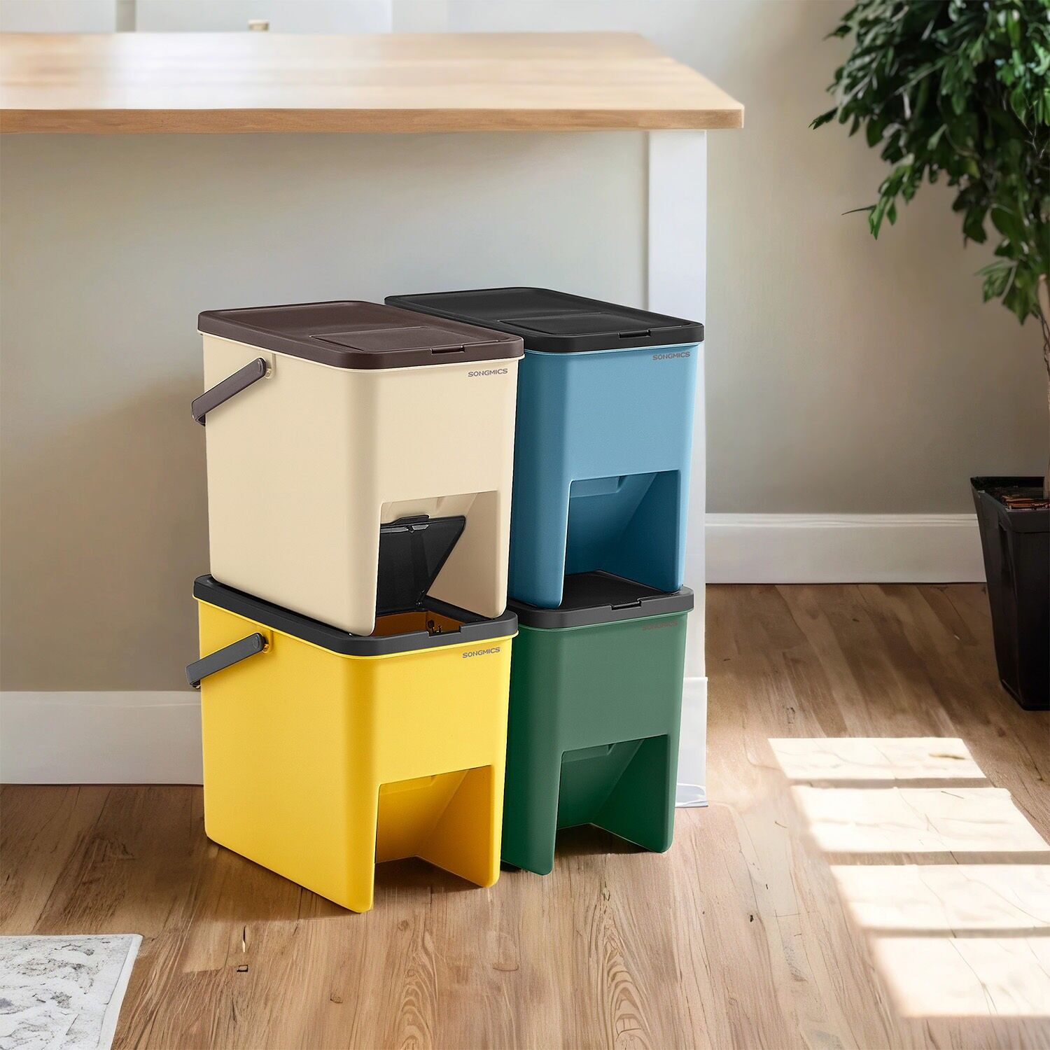 Set di 4 contenitori da 20 l con adesivi - 37,5 x 23,5 x 32 cm 1