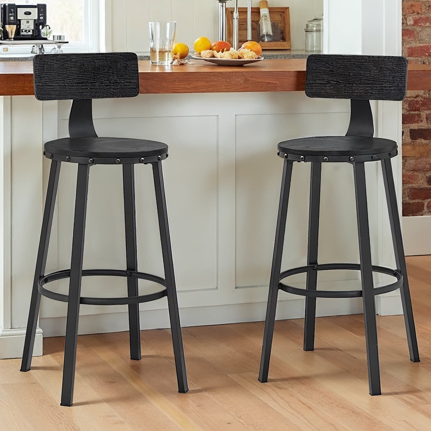 Set di 2 sgabelli da bar design industriale nero e bianco - 73,2 cm 1