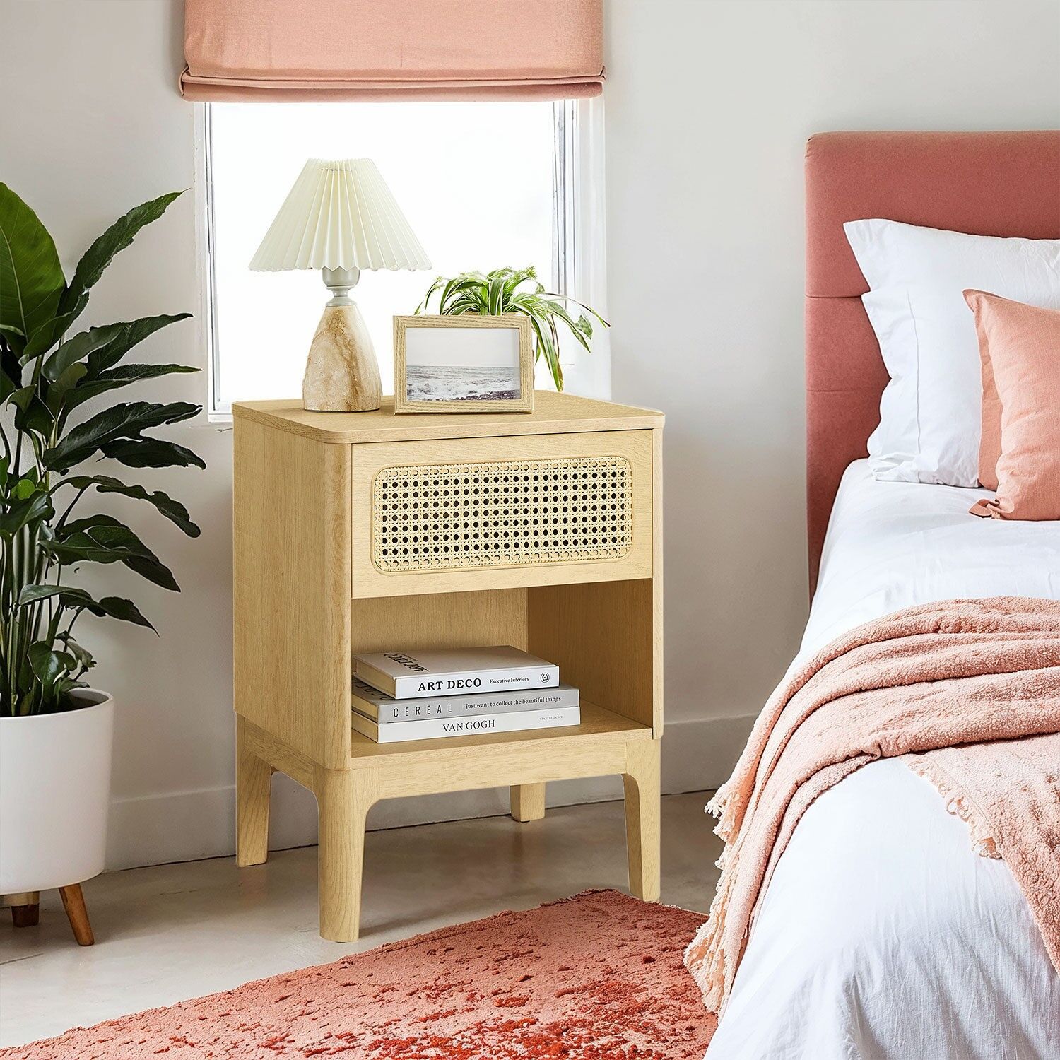 Comodino moderno con cassetto e vano aperto – 40 x 103,5 x 85 cm 1 pz.