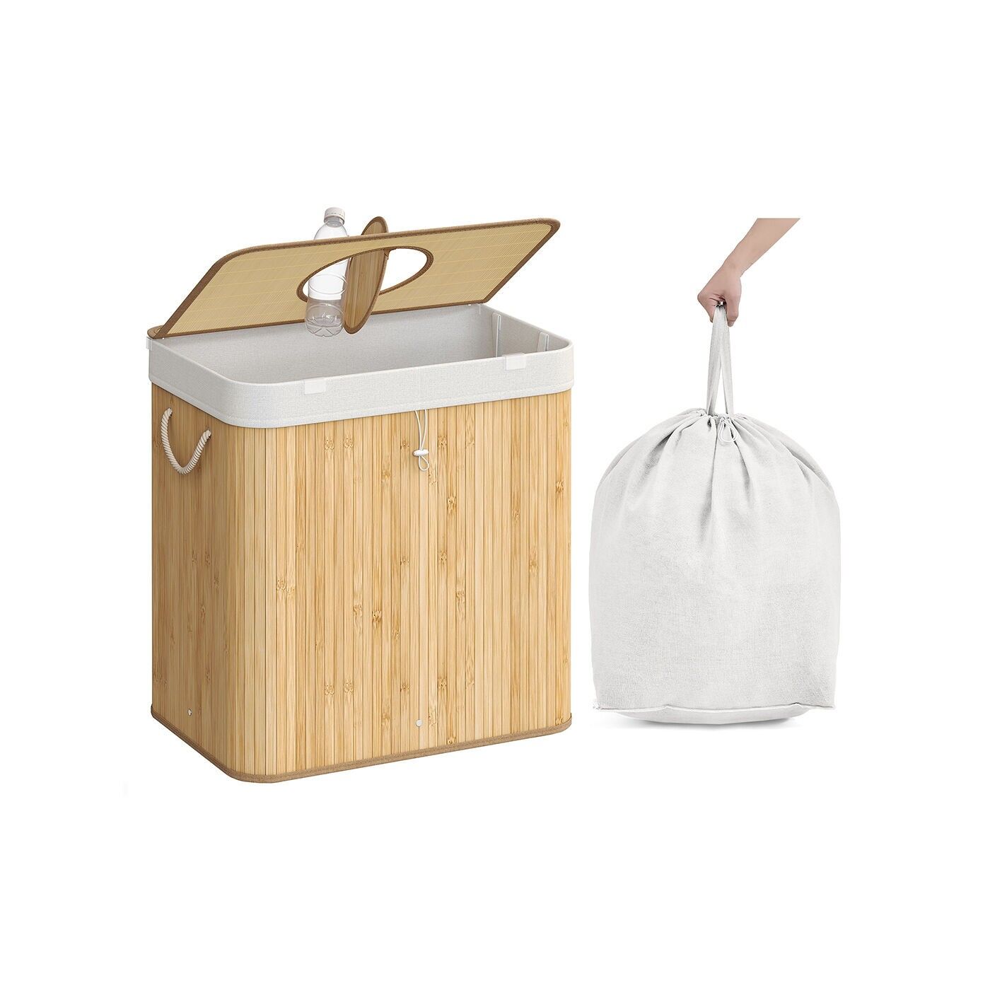 Contenitore di raccolta bottiglie 120 L con foro e coperchio - 50,5 x 40,5 x 61 cm