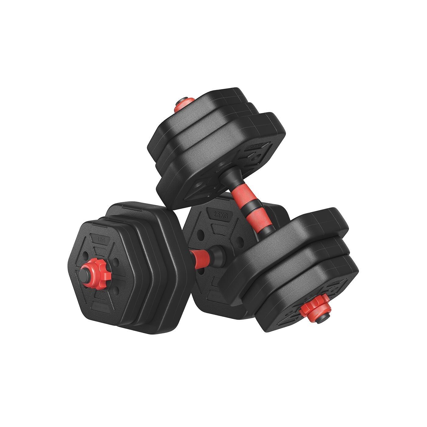 Set di maniglie con bielle da 20 kg per la casa in nero - 115,3 x 21,8 x 19,6 cm