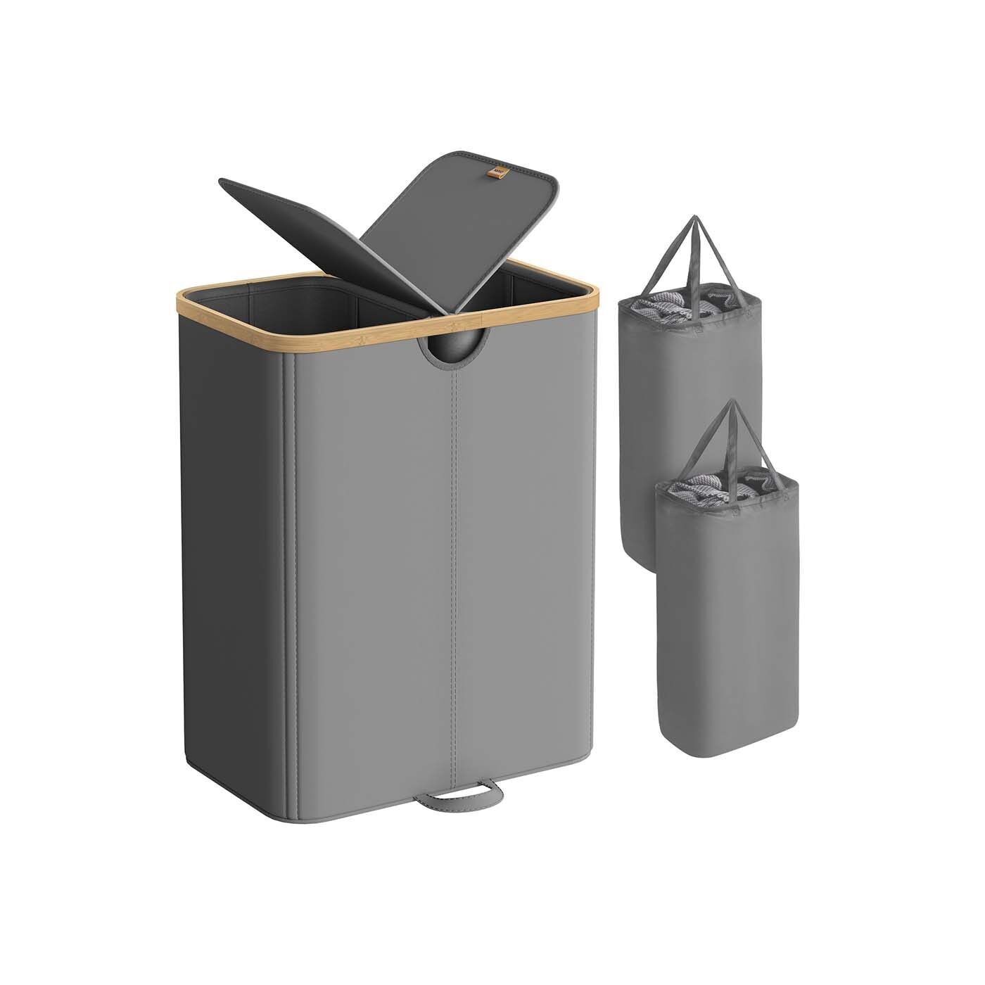 Cesto portabiancheria con due scomparti e coperchio - 52 x 38,5 x 75 cm