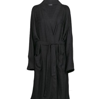 Robe du matin en bambou unisexe, noir L/XL