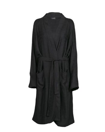 Robe du matin en bambou unisexe, noir L/XL 1