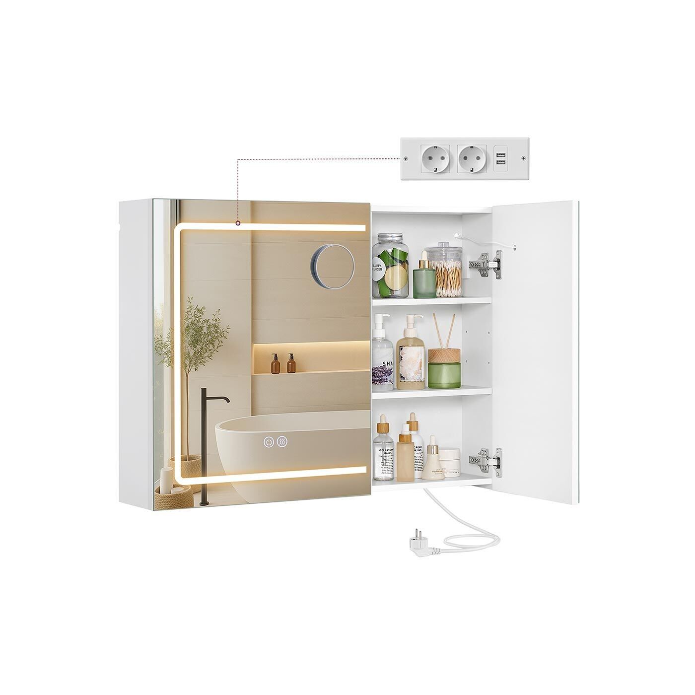 Mobiletto a specchio con staffa e supporto - 16,5 x 50 x 60 cm 1