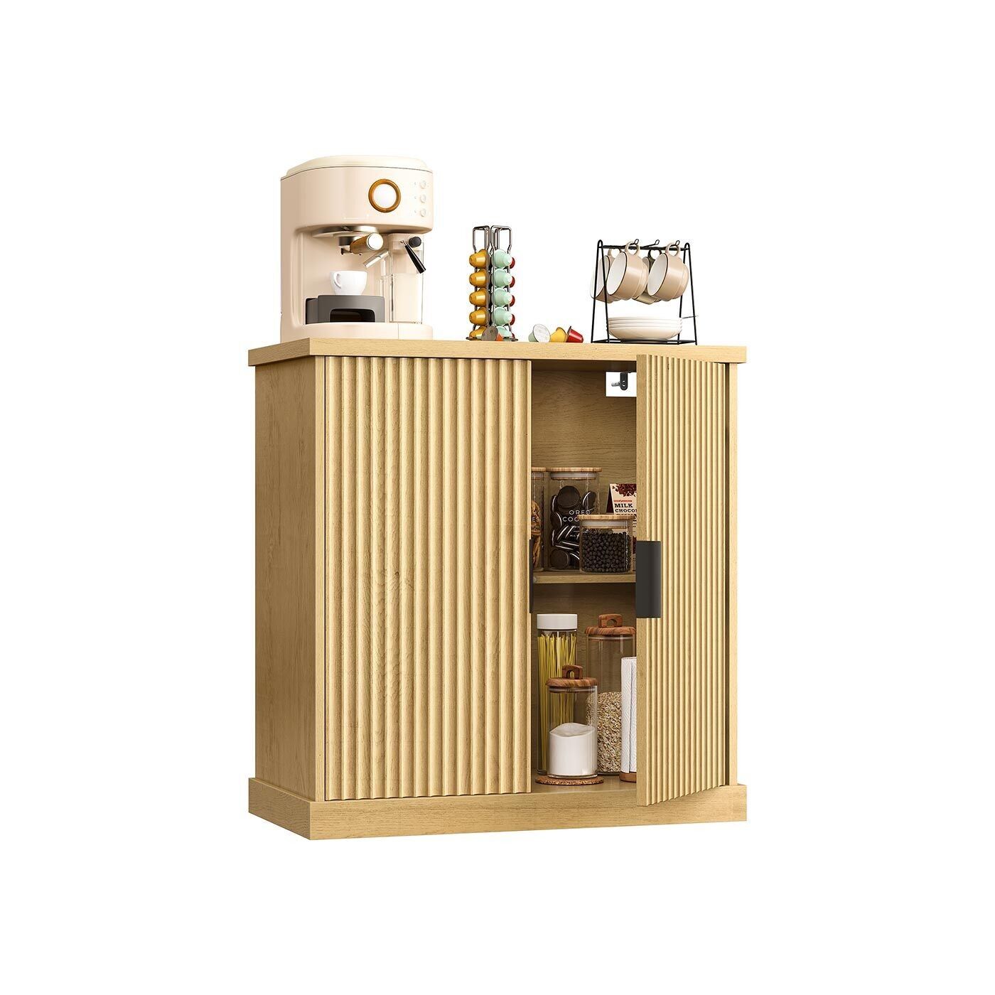 Credenza con ripiano regolabile e bordi scanalati - 40 x 76 x 80 cm