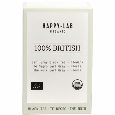 100% BRITISH BIO - Schwarzer Tee Earl Grey + Blumen. Adstringierend und energisch