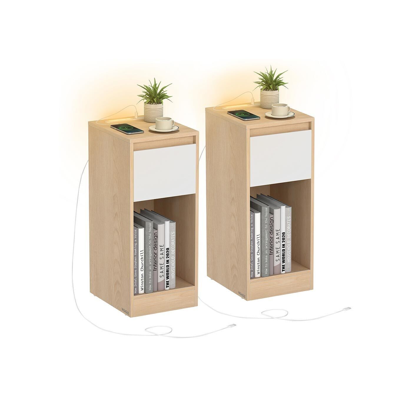 Notte con illuminazione LED, porta USB e scivolo - 30 x 25 x 59,5 cm 4