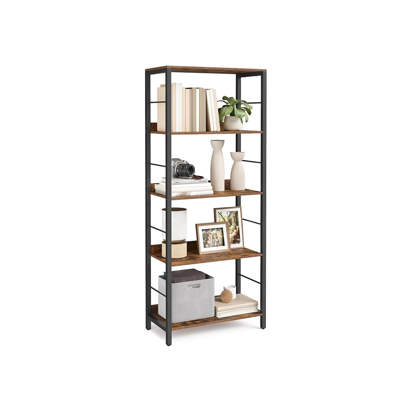 Libreria con livelli divertenti e pannelli posteriori in design industriale - 30 x 60 x 144 cm