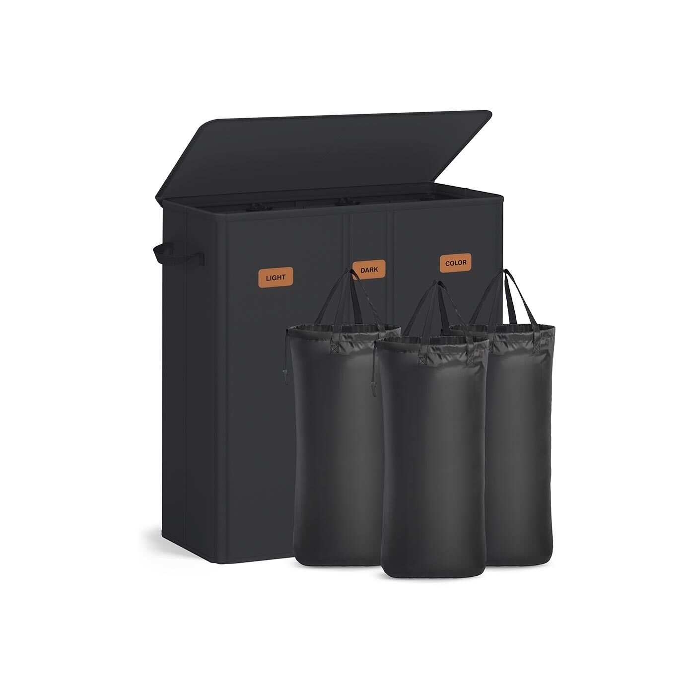 Cesto portabiancheria con tre lavandini e sacco portabiancheria - 64 x 33 x 75 cm