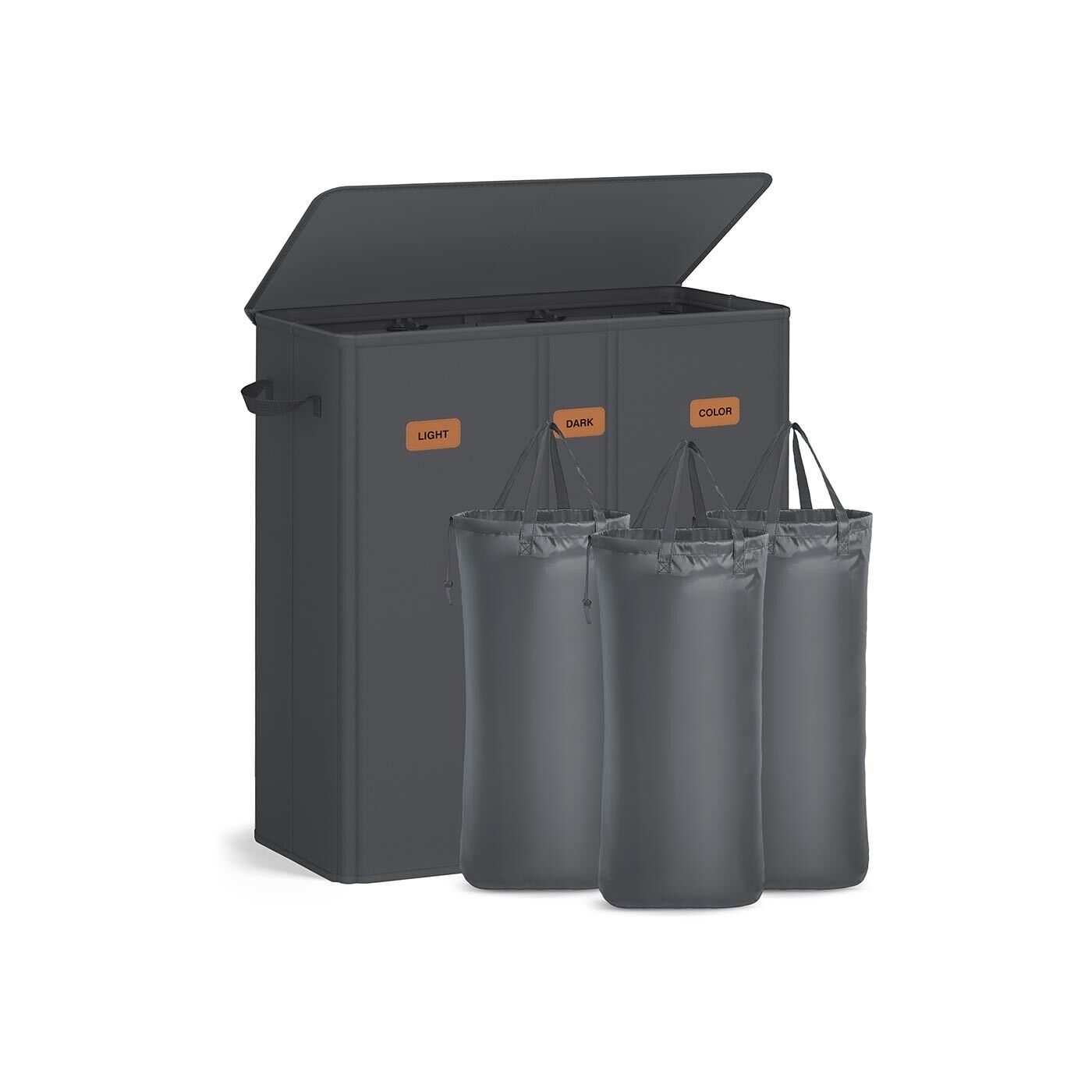 Cesto portabiancheria con tre lavandini e sacco portabiancheria - 64 x 33 x 75 cm 1