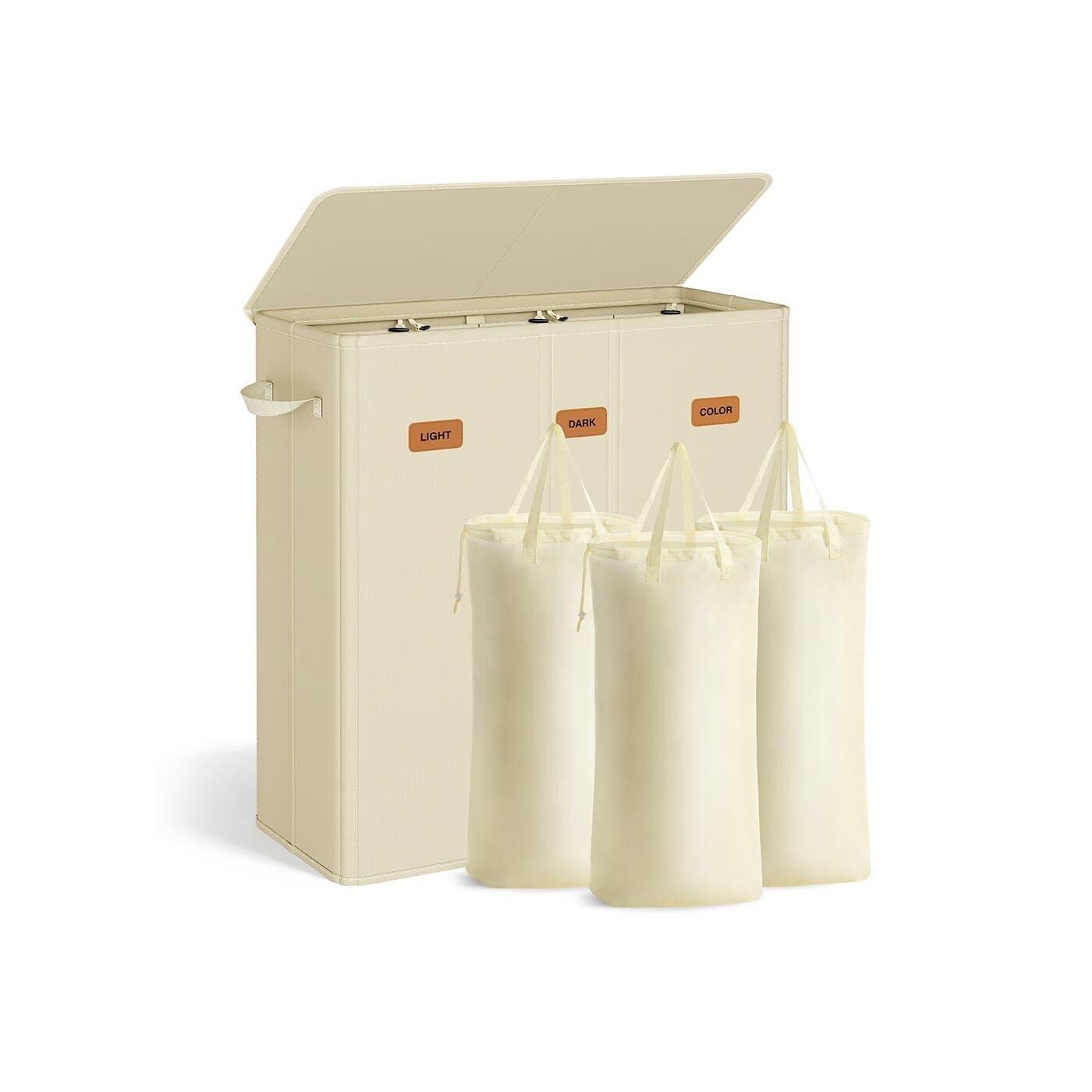 Cesto portabiancheria con tre vasche e sacco portabiancheria - 64 x 33 x 75 cm 2 pz.