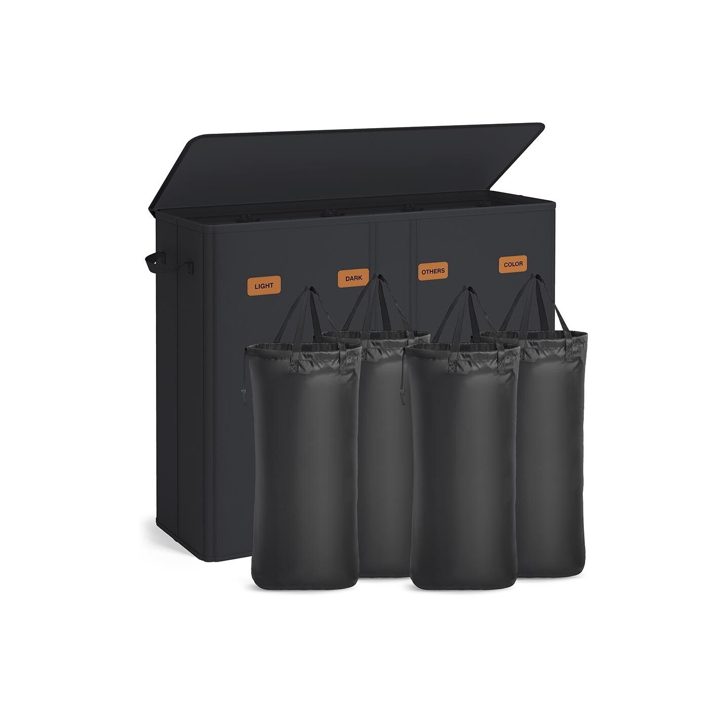 Cesto portabiancheria con tre lavandini e sacco portabiancheria - 84 x 33 x 75 cm