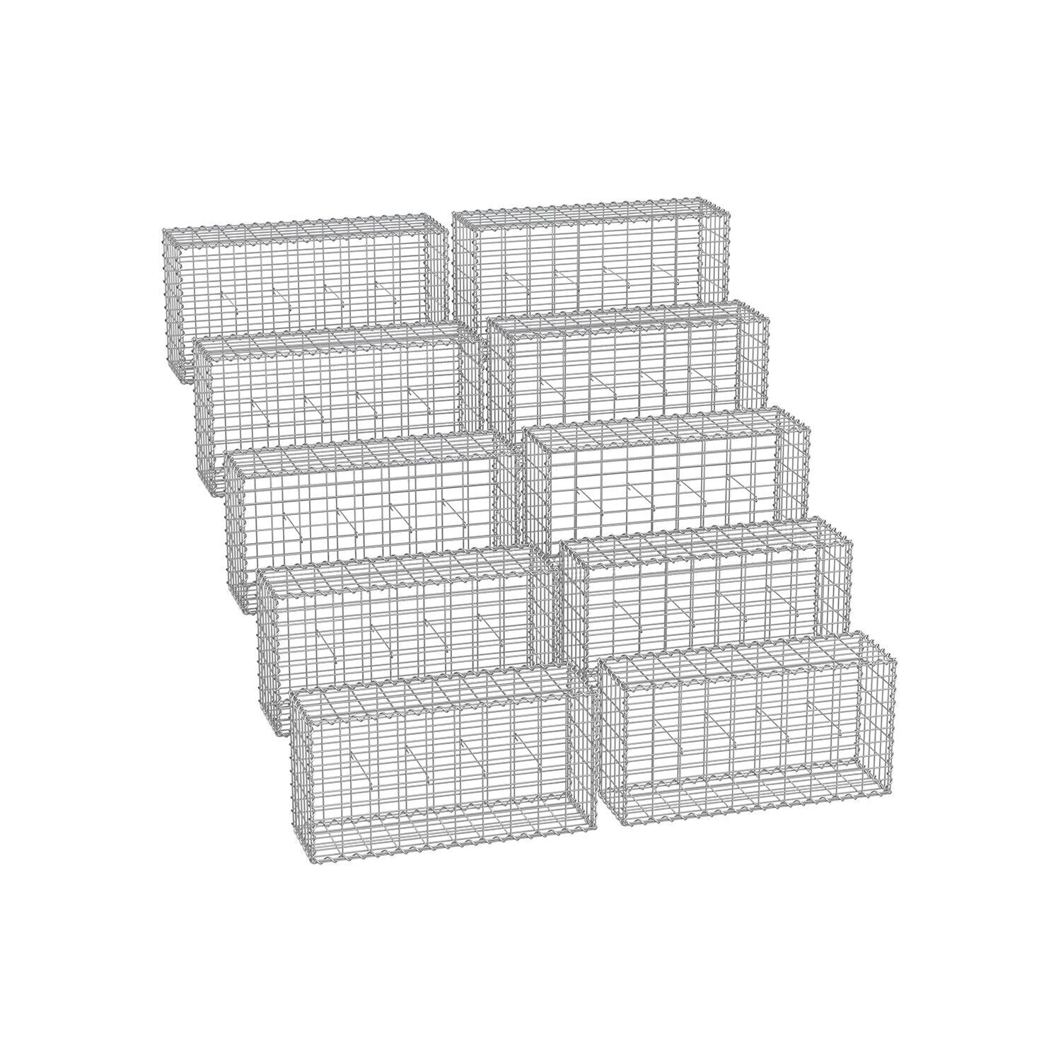 Cestini gabbioni 100*50*30 cm set da 10 color argento