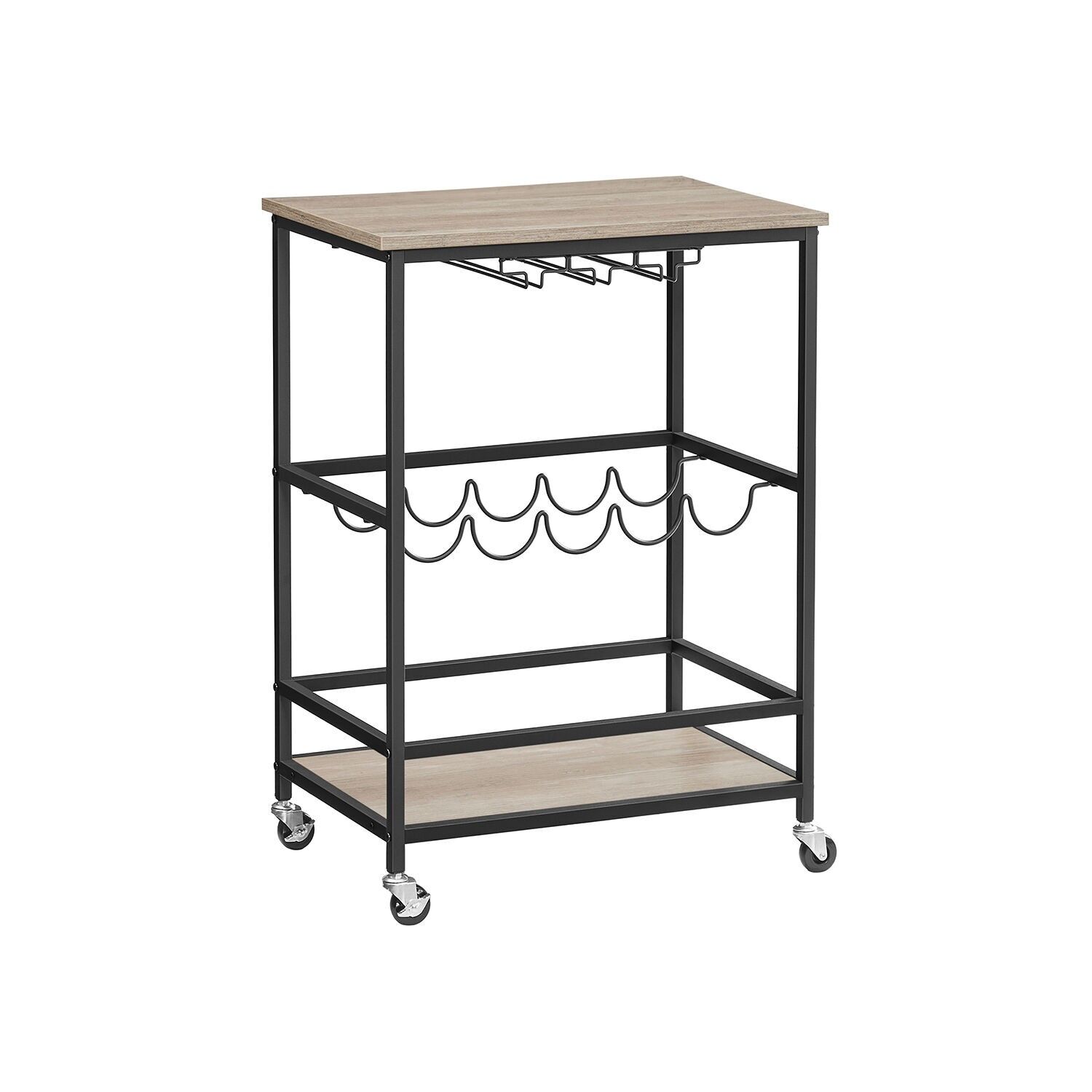 Portabottiglie design industriale grigio melange-nero - 60 x 40 x 75 cm