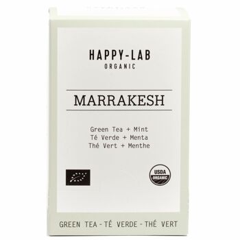 MARRAKECH BIO- Thé Vert + Menthe + Fleurs. Aromatique et diurétique