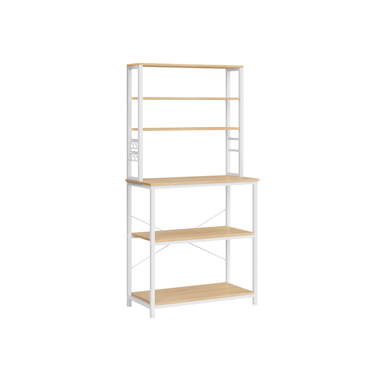 Scaffale da cucina con 6 ripiani e 6 ganci - 80 x 40 x 167 cm