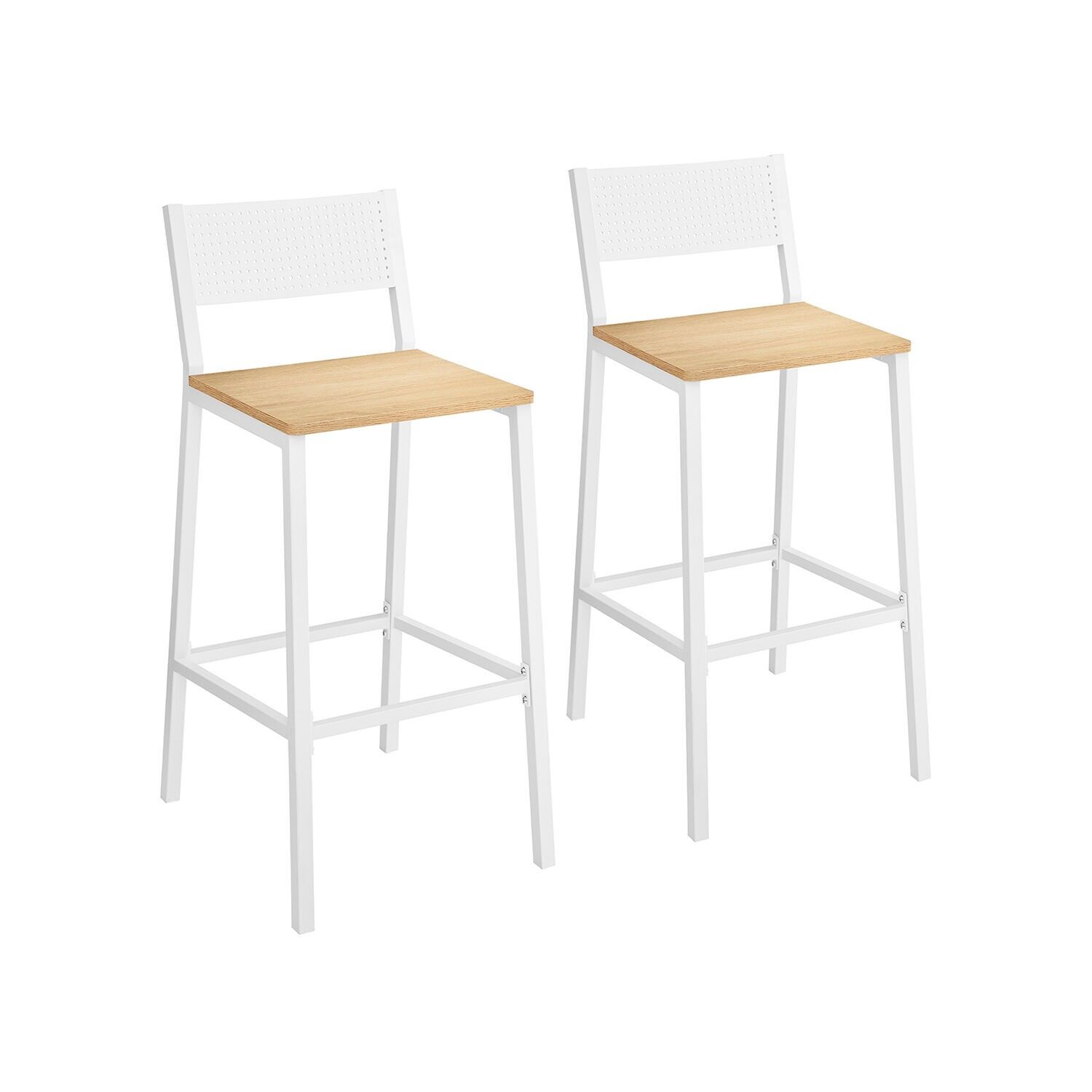 Set di 2 sgabelli da bar dal design industriale beige bianco - 50,7 x 43,1 x 97,2 cm