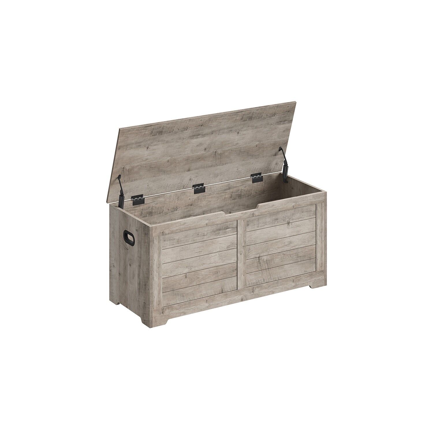 Panca portascarpe con vano portaoggetti in stile country, grigio screziato - 100 x 40 x 46 cm