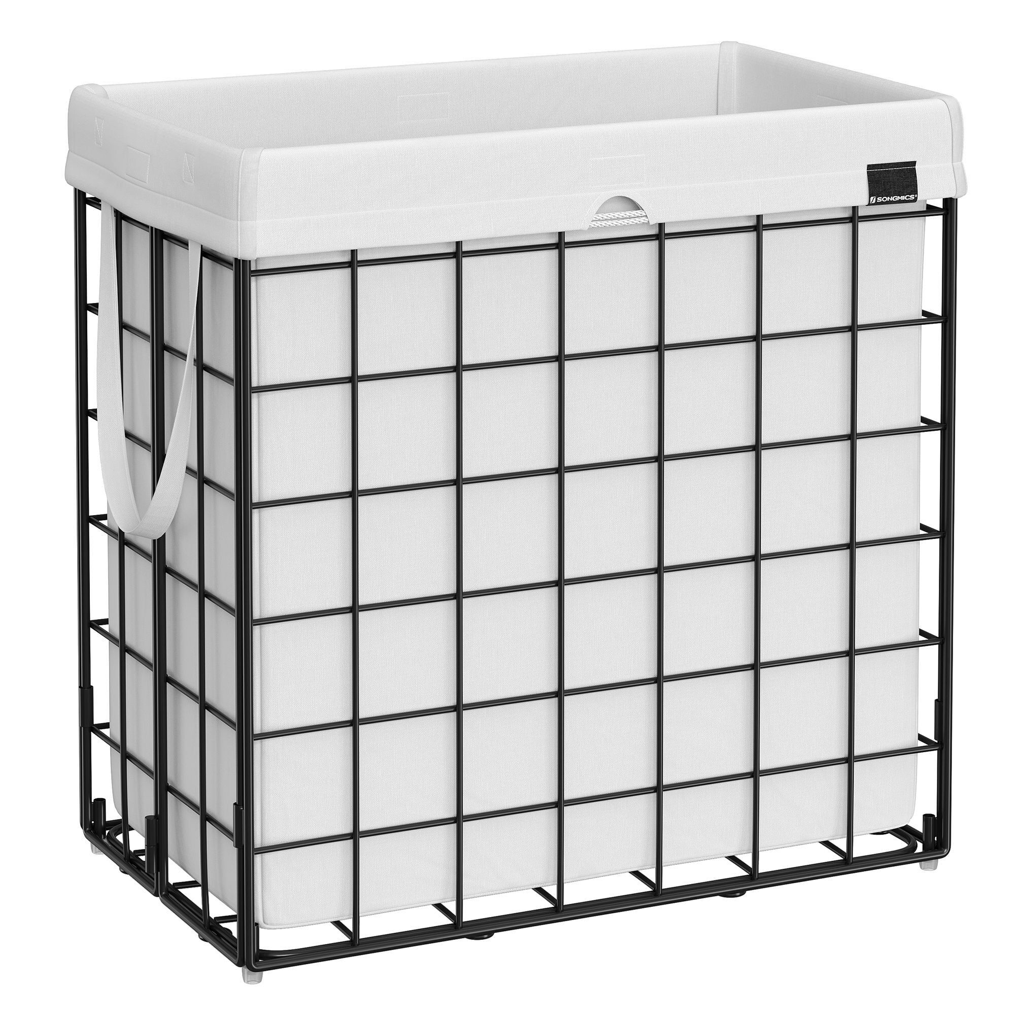 Cesto portabiancheria 110L nero e bianco - 58 x 33 x 58 cm