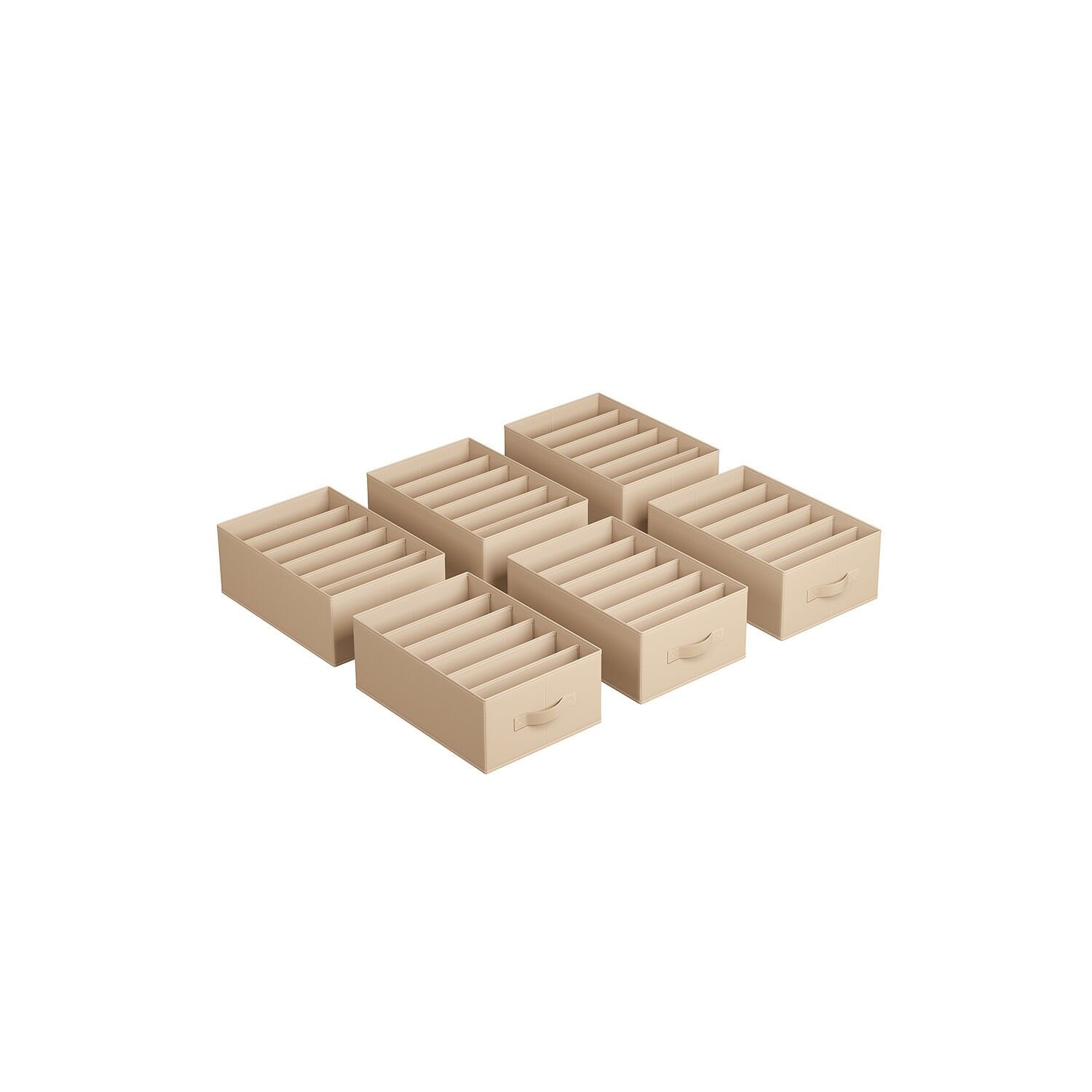 Set di 6 contenitori per guardaroba, 42 x 30 x 17 cm, beige sabbia