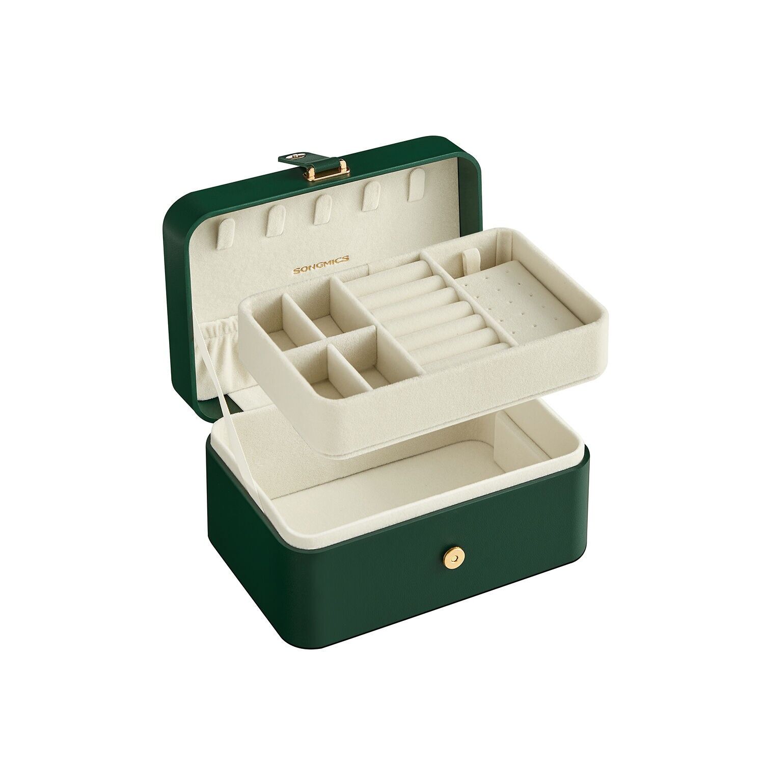 Piccolo portagioie a 2 livelli, idea regalo, verde bosco - 11 x 16 x 8 cm