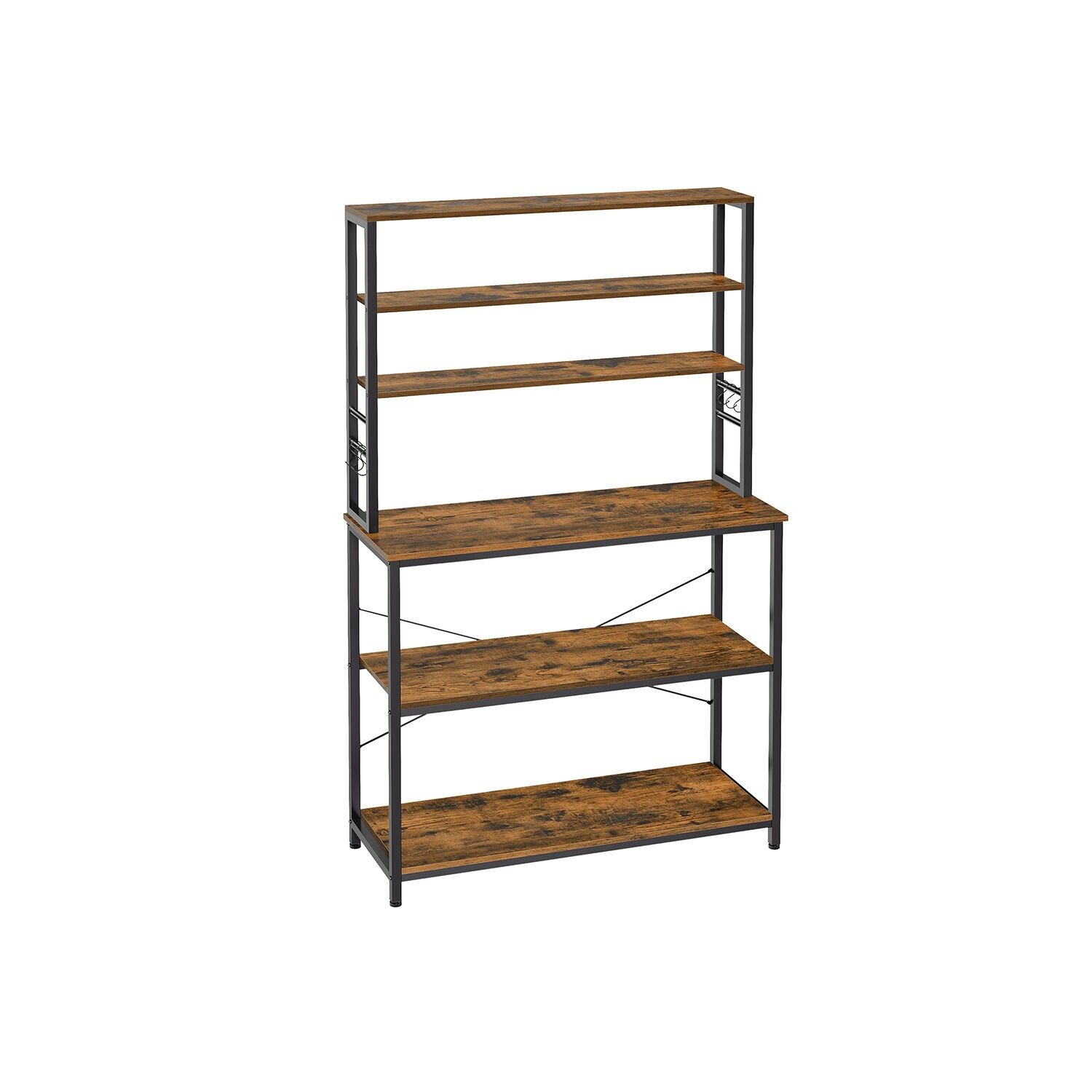 Mensola da cucina design industriale vintage marrone-nero - 40 x 100 x 167 cm