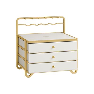 Coffret à bijoux 3 niveaux avec tiroirs, blanc - 20,5 x 22,7 x 23,5 cm