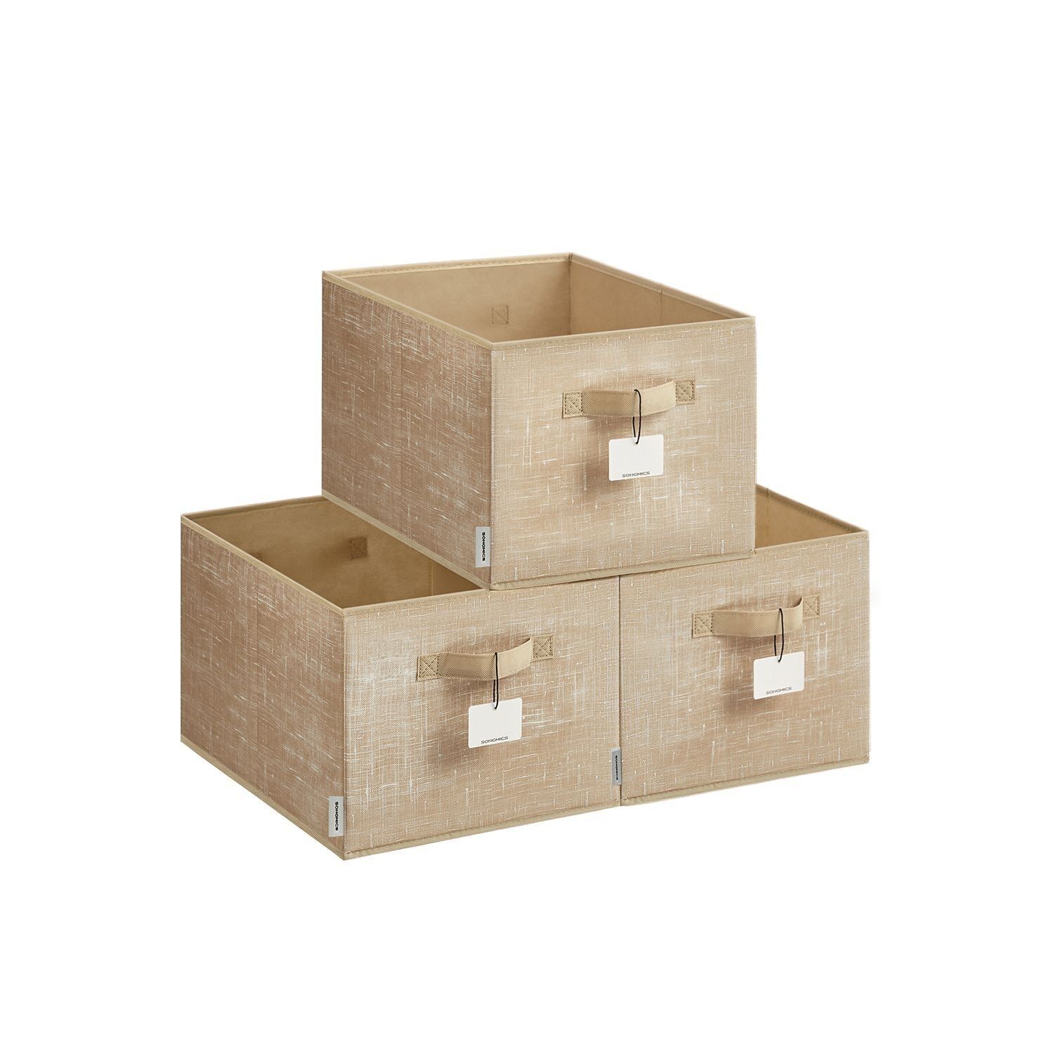 Set di 3 scatole portaoggetti 40 x 30 x 24 cm beige sabbia