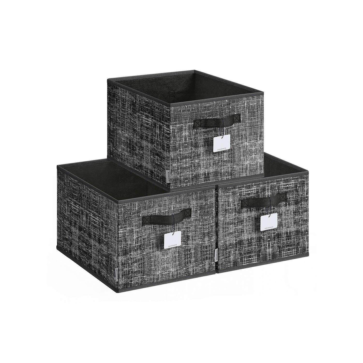 Set di 3 scatole portaoggetti 40 x 30 x 24 cm nero sfumato