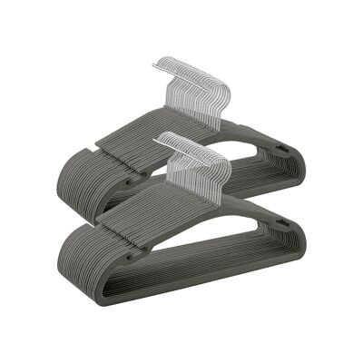 Juego de perchas de ropa, 50 piezas, 43 x 21 cm, color gris