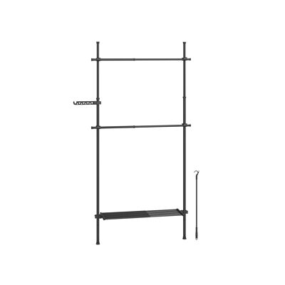 Appendiabiti alto fino al soffitto con ripiano, nero opaco - 33,5 x 84 x 208 cm