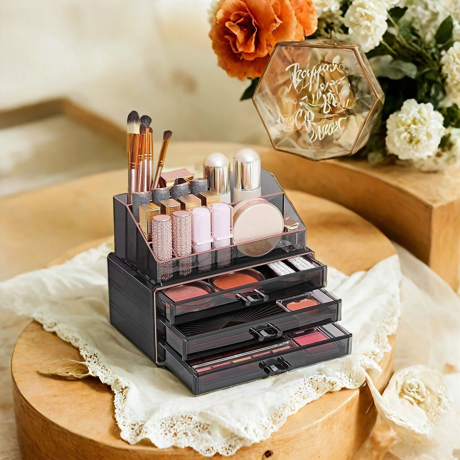 Organizer per il trucco trasparente - 24 x 13,5 x 18,5 cm 1