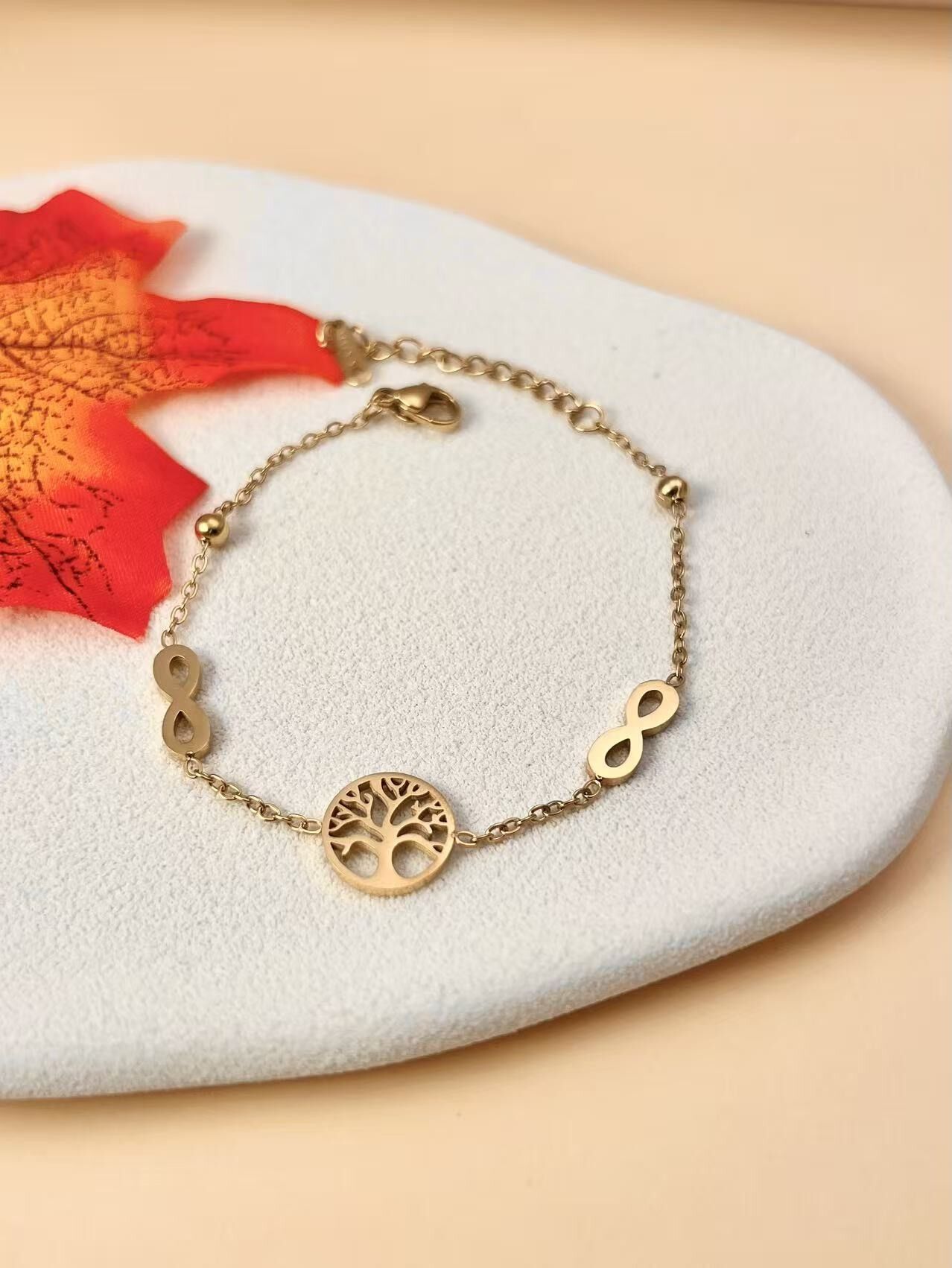 Gold Stainless Steel Tree of Life Bracelet
