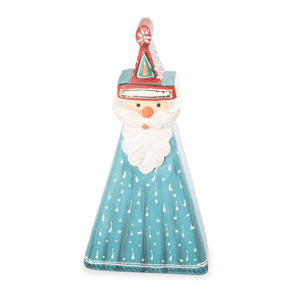 Prodotto del commercio equo e solidale di Babbo Natale in legno fatto a mano