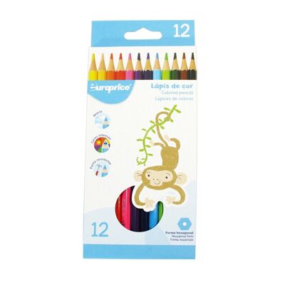 12 Crayons de Couleur - Hexagonal