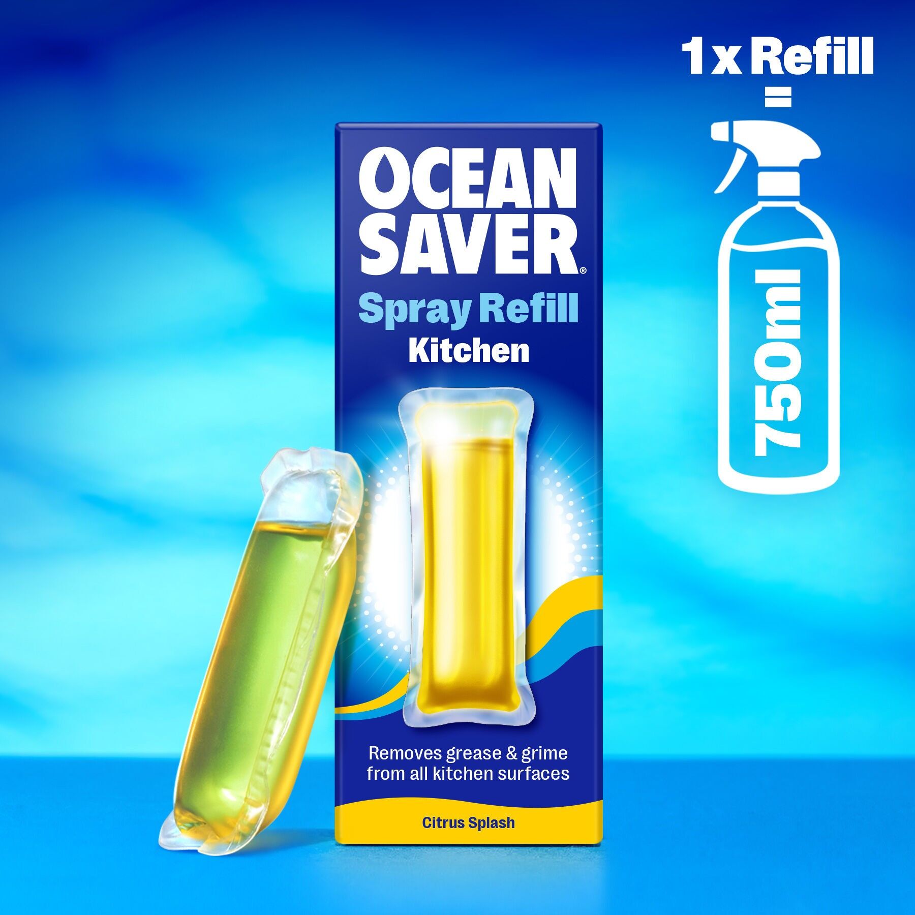 Desengrasante de cocina OceanSaver EcoDrop paquete de 12 - Citrus Kelp