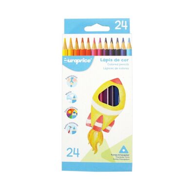 24 Crayons de Couleur - Triangulaires