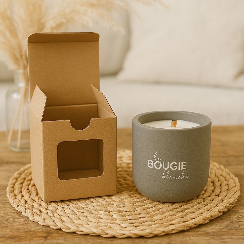 Bernsteinduftkerze - Betonquarztopf - Holzdocht