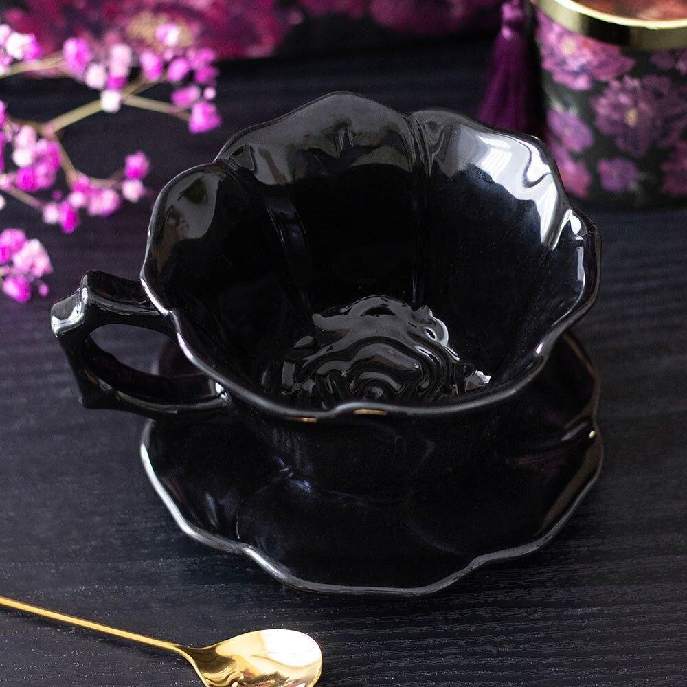 Tazza da tè e piattino Black Rose