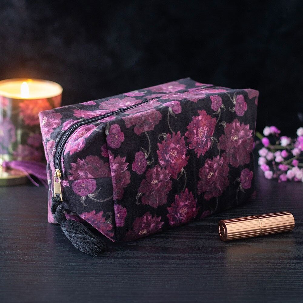 Borsa per il trucco con stampa floreale Dark Romance