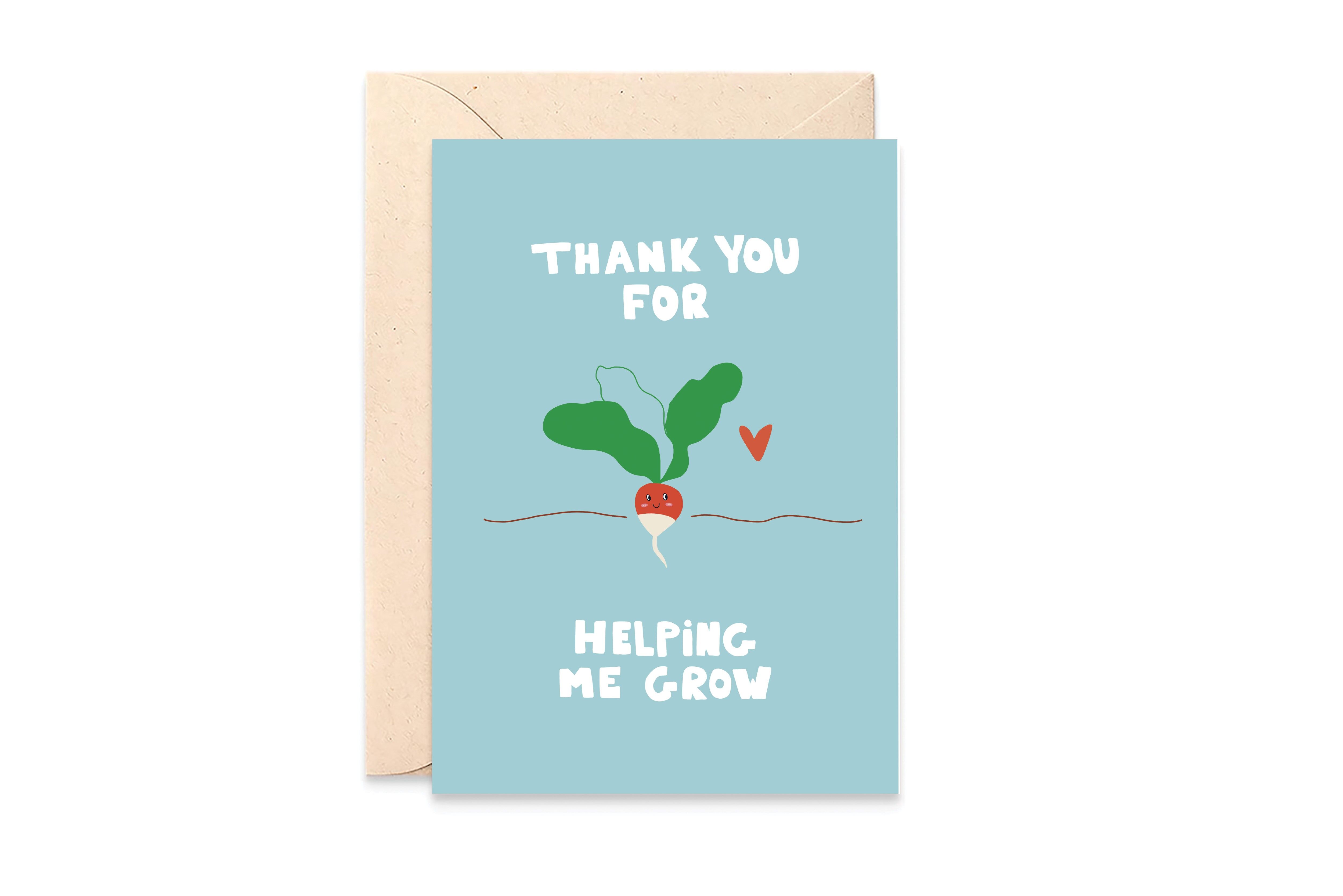 Card 'thank you for helping me grow' mistress atsem nursery